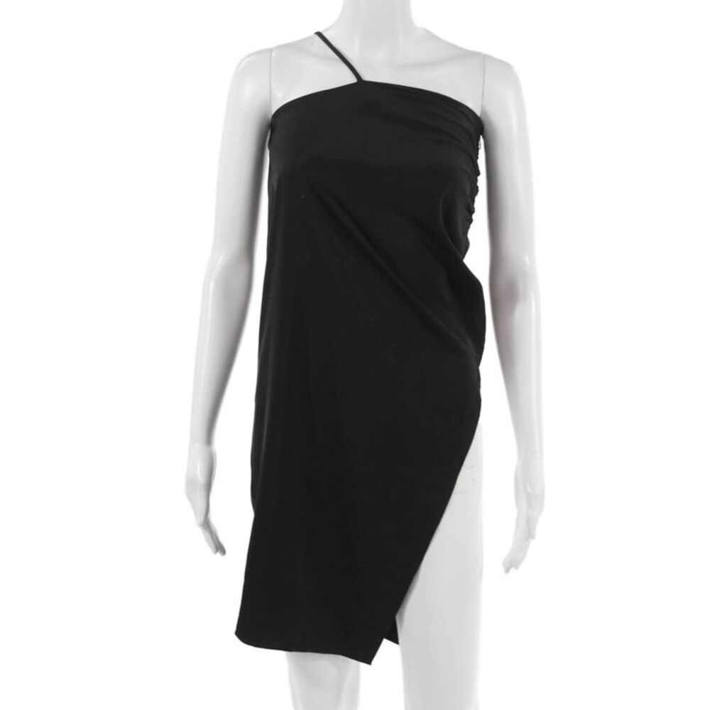 Hours Women Slip Dress Black Sleeveless 90s Zip Short Size 2XS
